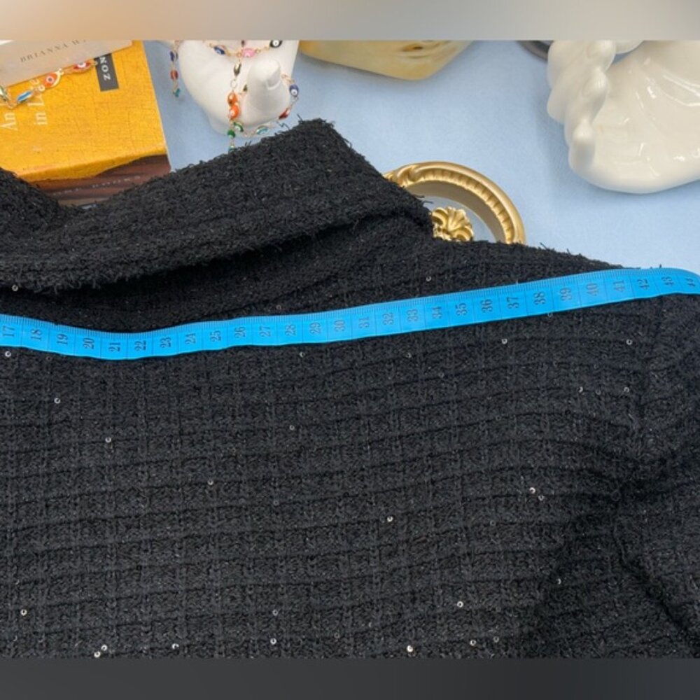🆕 SELF PORTRAIT 🧿 NWOT Black Textured Peplum Knit Jacket - Sz Large - Picture 16 of 16